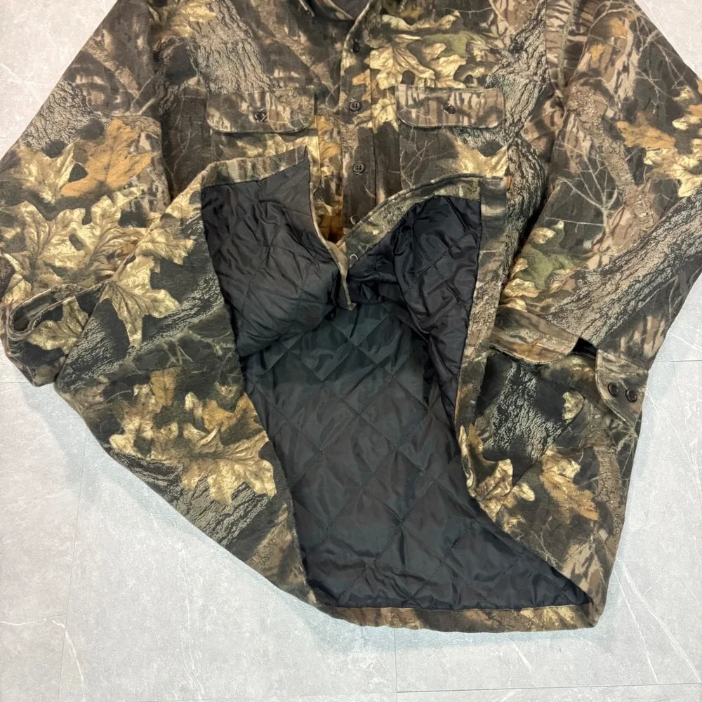 Vintage Hudsons Mens XL Camo Quilted Shirt Jacket Made in USA C24261-MOB Forest